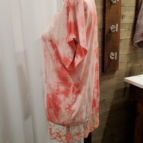Olivia Tie Die Blouse Top Embellished Stretch Lace small - Picture 6 of 10